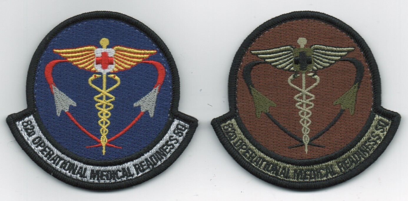 USAF Patch 82nd OPERATIONAL MEDICAL READINESS SQ, 2 PIECE SET, 3" X 3.25"