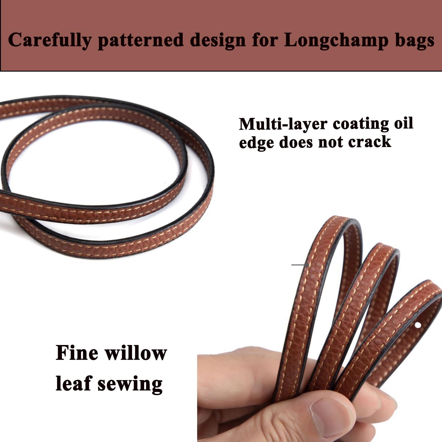 Bag Shoulder Strap with Longchamp Mini Pouch,Genuine Leather Adjustable Strap...