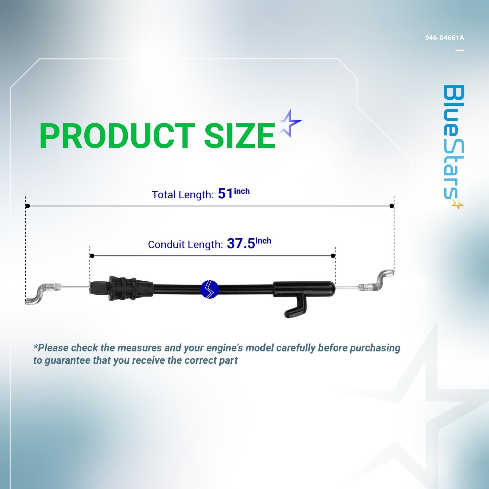 BlueStars 2 pcs 946-04661A Control Cable - Compatible 946-04661A, As Pictured