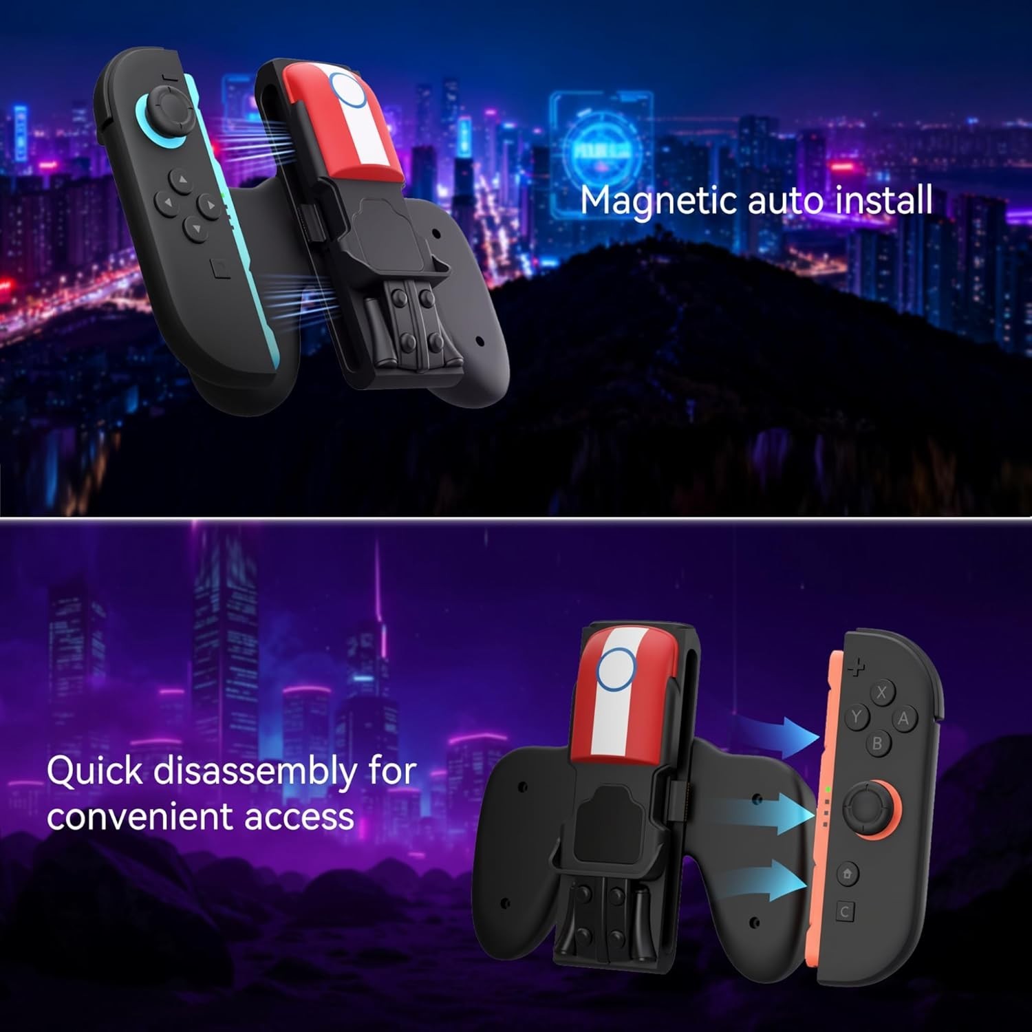 Magnetic Charging Grip for Switch 2 Joy Con LED Indicator Play While Charging
