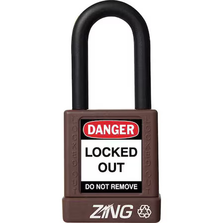 Zing 7045 Lockout Padlock, Keyed Alike, Aluminum, Brown, 1 1/2 In Shackle