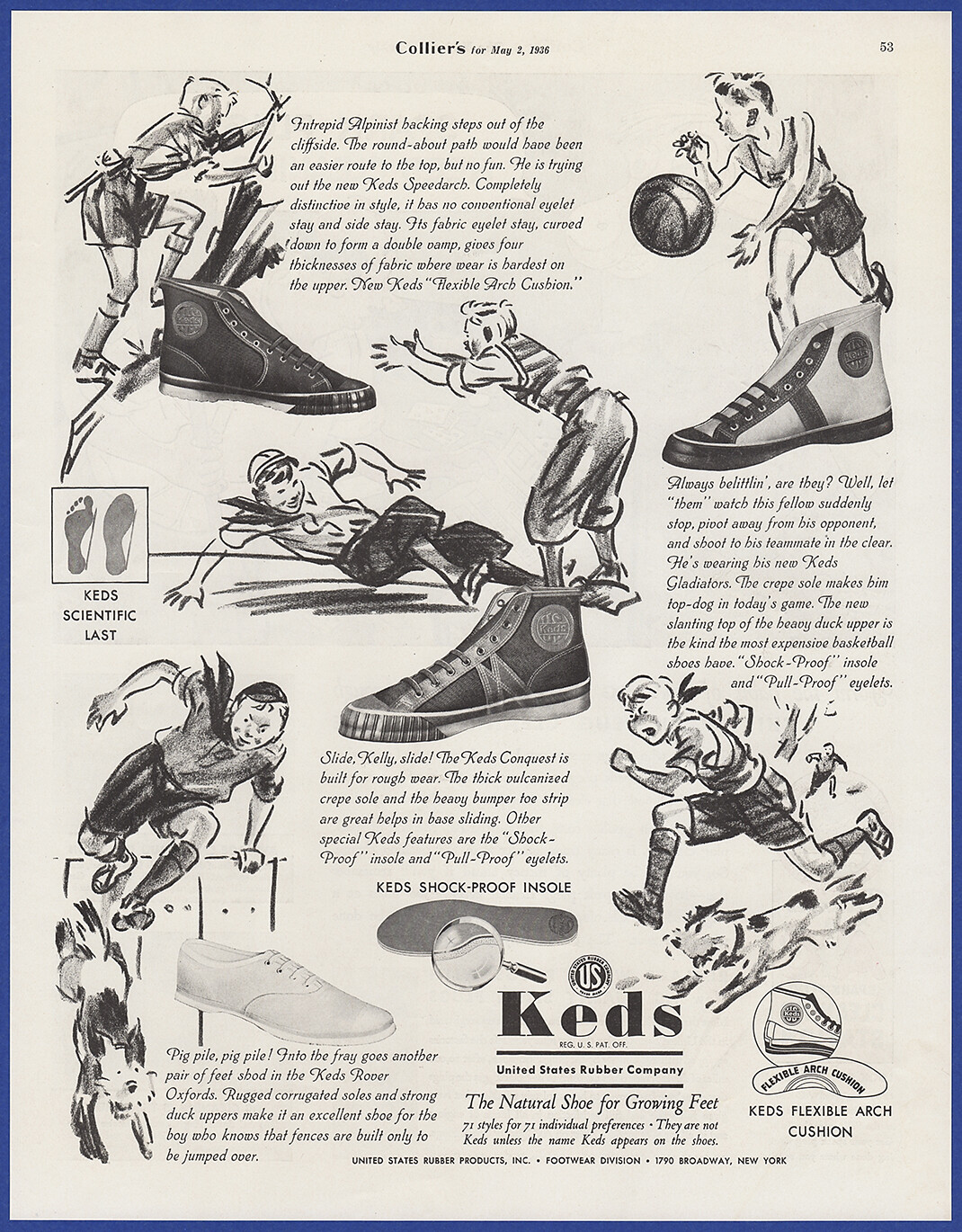 Vintage 1936 KEDS Sneakers Shoes Children's Kids Fashion Ephemera 30's Print Ad