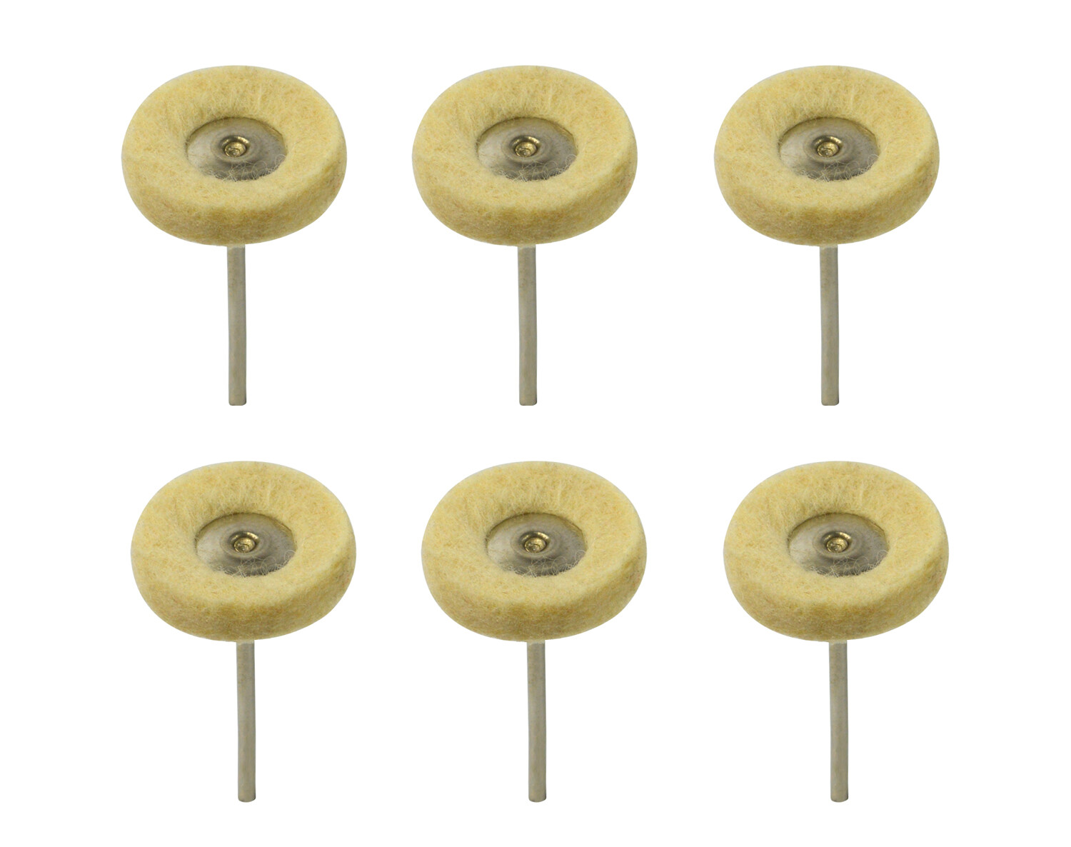 Set of 6 Mounted Rotary Soft Felt 25 x 1 Ply w/ 3/32" Mandrels Jewelry Polishing