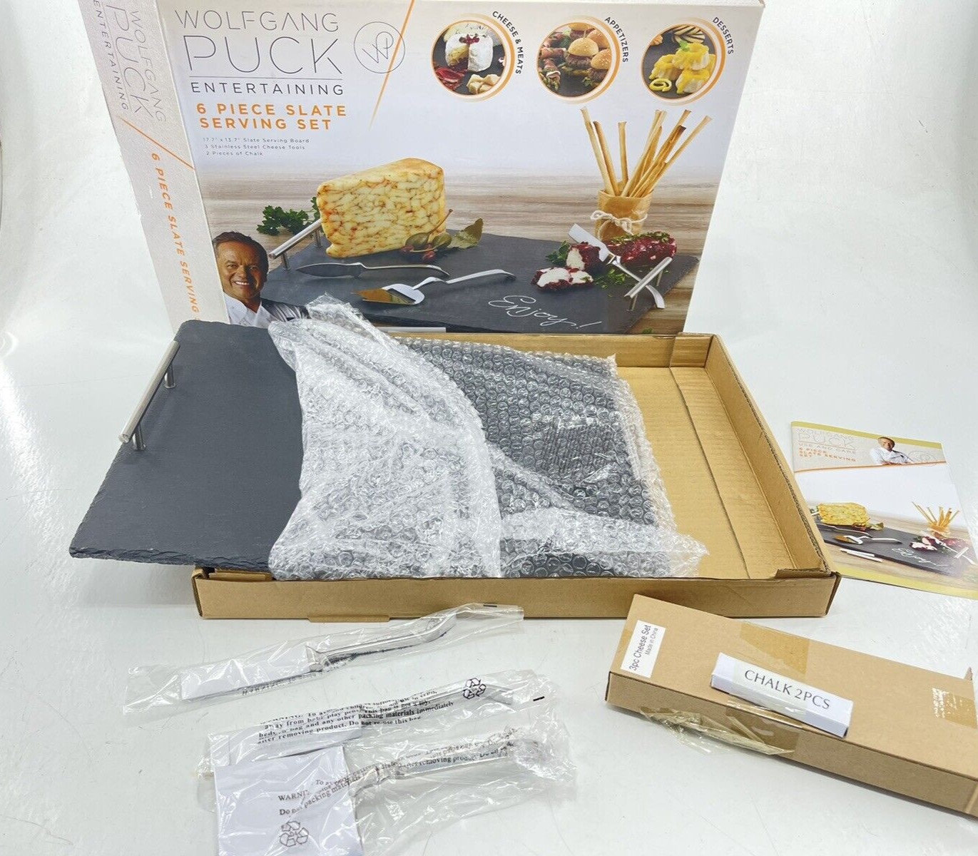 Wolfgang Puck Entertaining 6 Piece Slate Serving Set~ Entertainment Open Box
