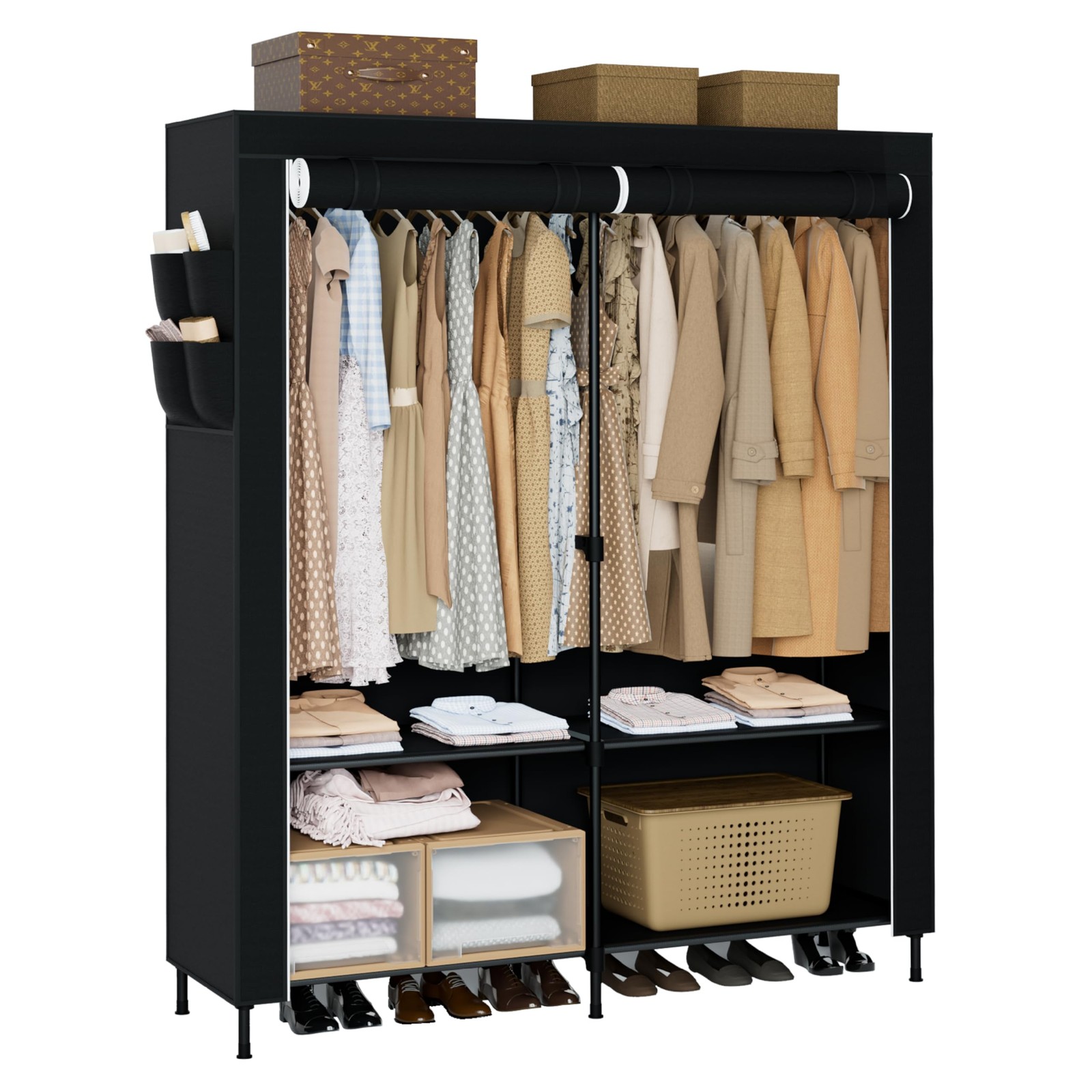 Portable Closet, 54.3 Inch Large Capacity Wardrobe Closet with Cover, Clothes...