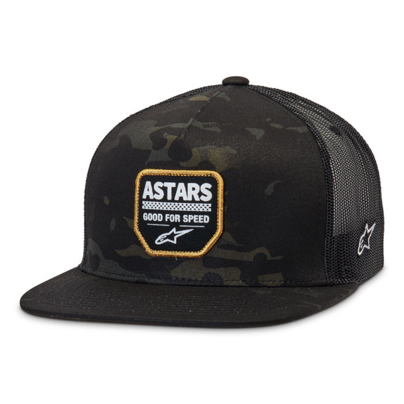 Alpinestars Covert Trucker Baseball Cap Flat Bill Hat Black Black