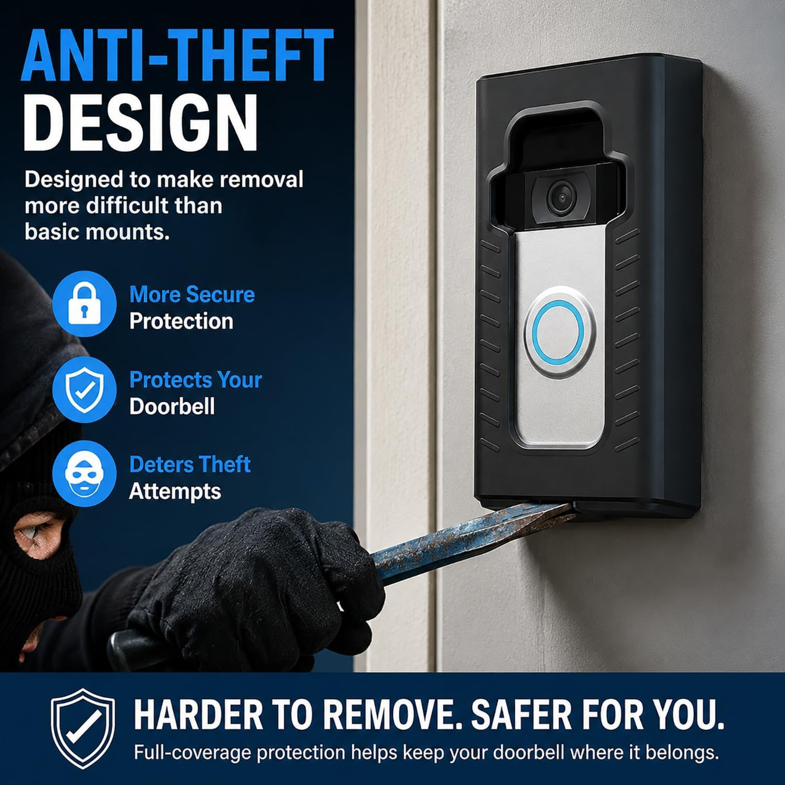 Adhesive Mount for Video Doorbell Full Coverage Protection Compatible with Ring