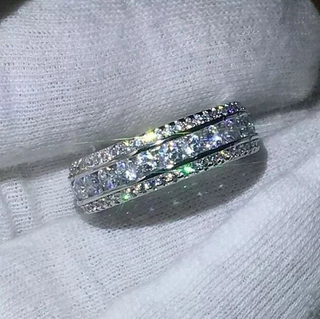 2.25CT Round Cut Lab Created Diamond Full Eternity Wedding Band Ring 925 Silver