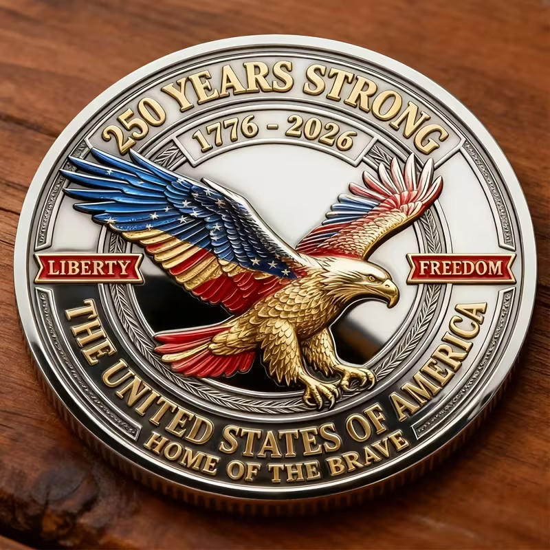 America 250th Anniversary Commemorative Challenge Coin Patriotic Gift   "White "