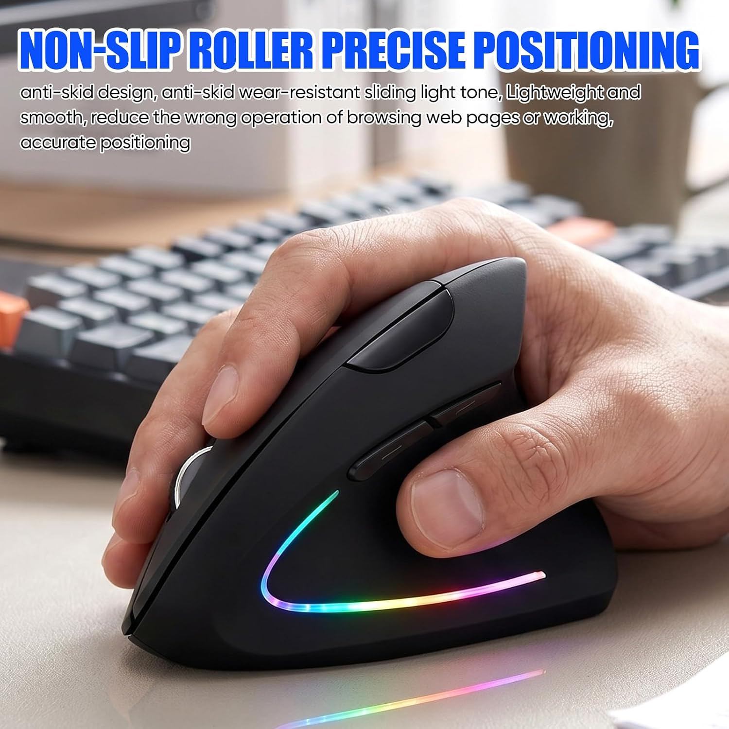 Wireless Bluetooth Ergonomic Vertical Mouse, Rechargeable Silent Slim Laptop