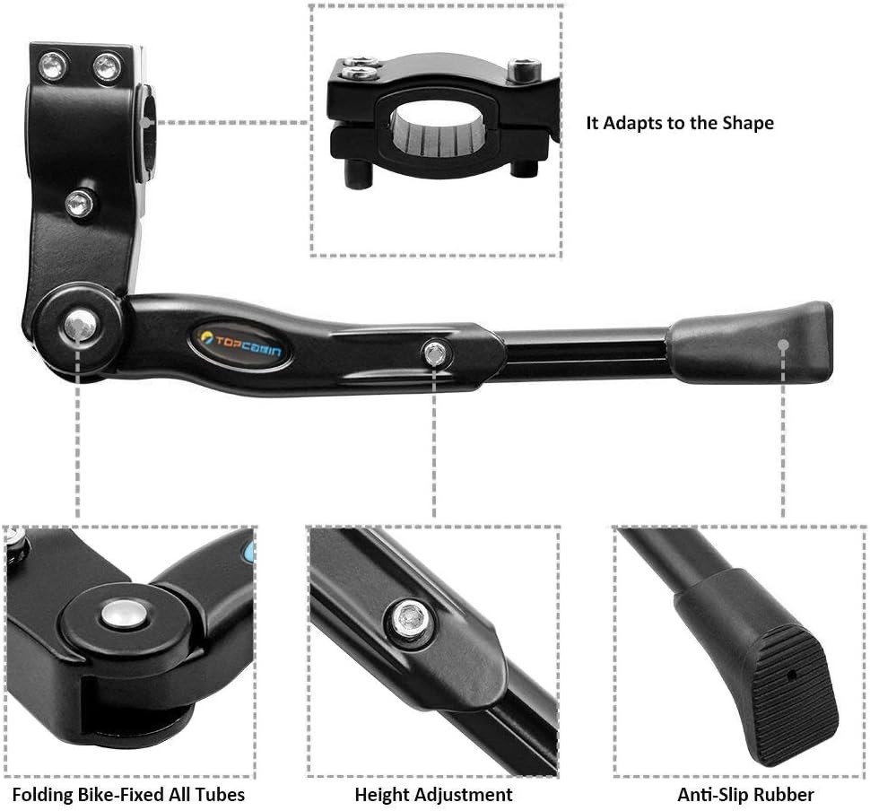 Adjustable Aluminum Alloy Bike Kickstand for 22-28 Inch Bikes - Collapsible