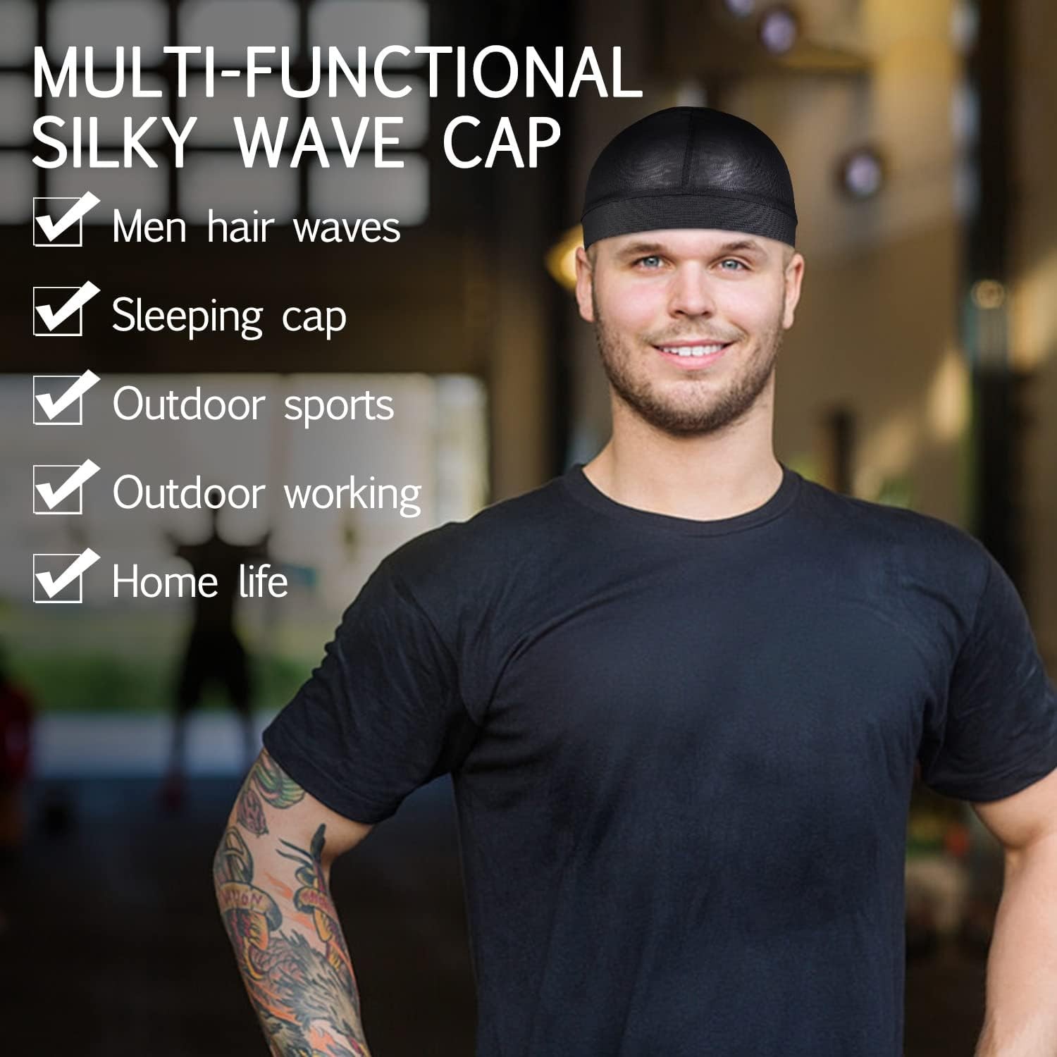 Durags Bonnet Turban Wave Cap Night Grip Skull Beanies 2 PCS
