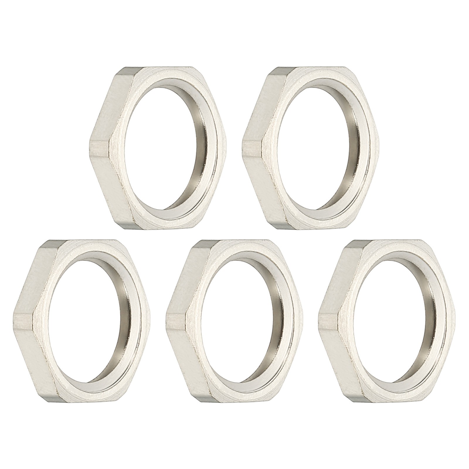 5Pcs NPT Cast Pipe Fitting Hex Locknut Nickel Plated Copper NPT1/4