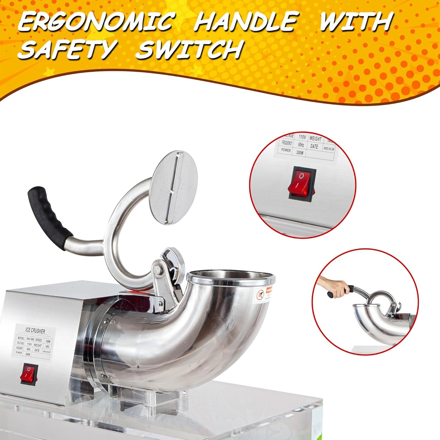 48L Large-Capacity Ice Shaving Machine,Shaved Ice Machine Suitable for Gathering