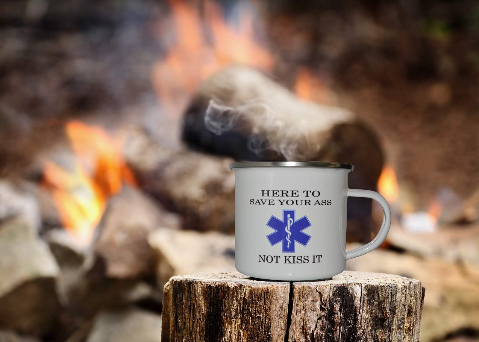 Rogue River Tactical EMT EMS Here To Save Camp Mug Enamel Camping Coffee Cup ...