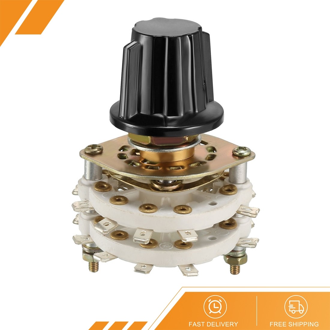 4P4T 4 Pole 4 Position 2 Deck Band Channel Rotary Switch Selector Knob