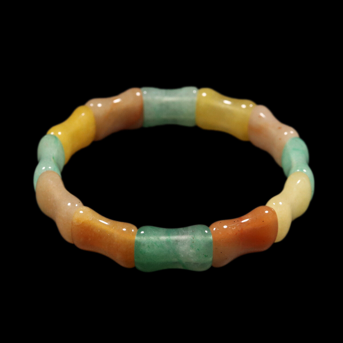 8" 100% Natural Grade A Yellow Brown Green Aventurine Jade Bracelet Bangle A-208