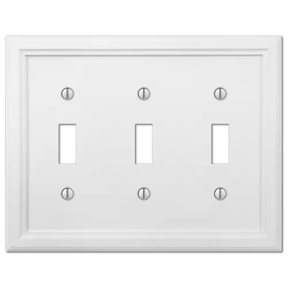 Elly 3 Gang Toggle Composite Wall Plate - White