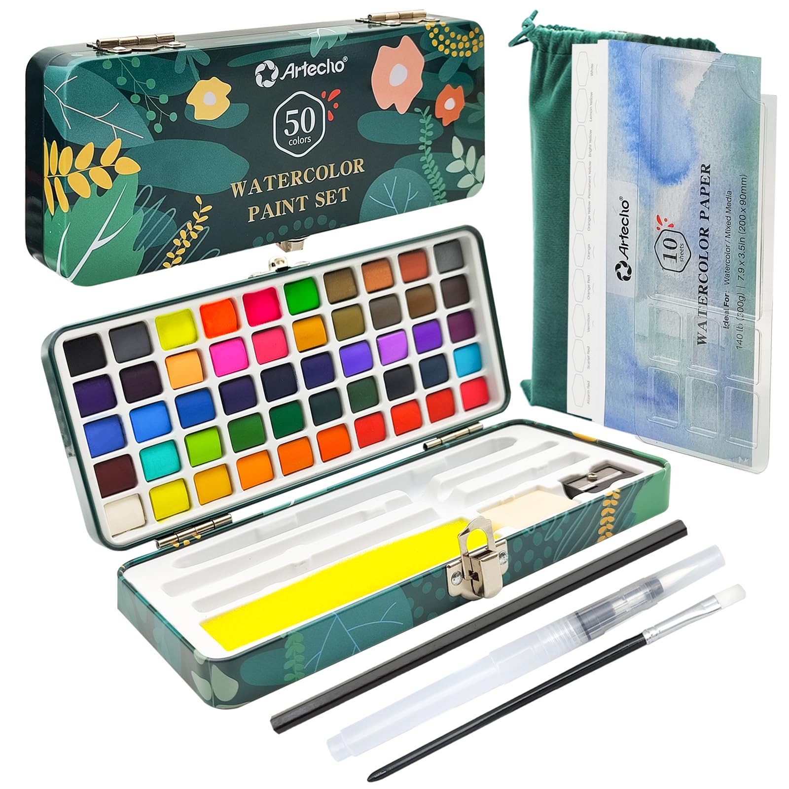 Artecho Watercolor Paint Set 50 Colors, 50 Count (Pack of 1), 50 Colors