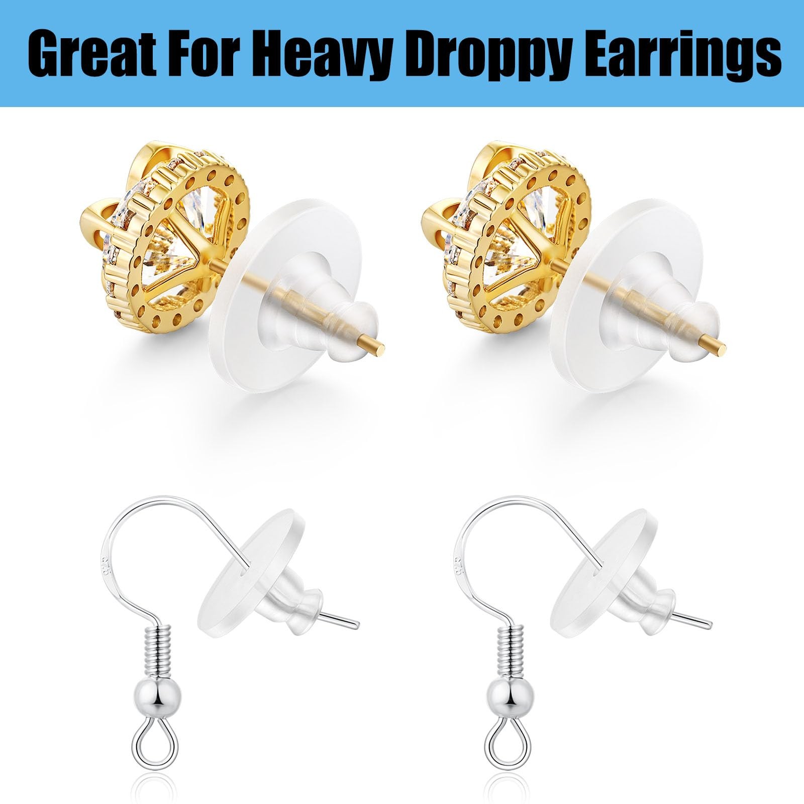 Earring Backs Rubber,100pcs Soft Clear Earring Backs for Studs,Hypoallergenic