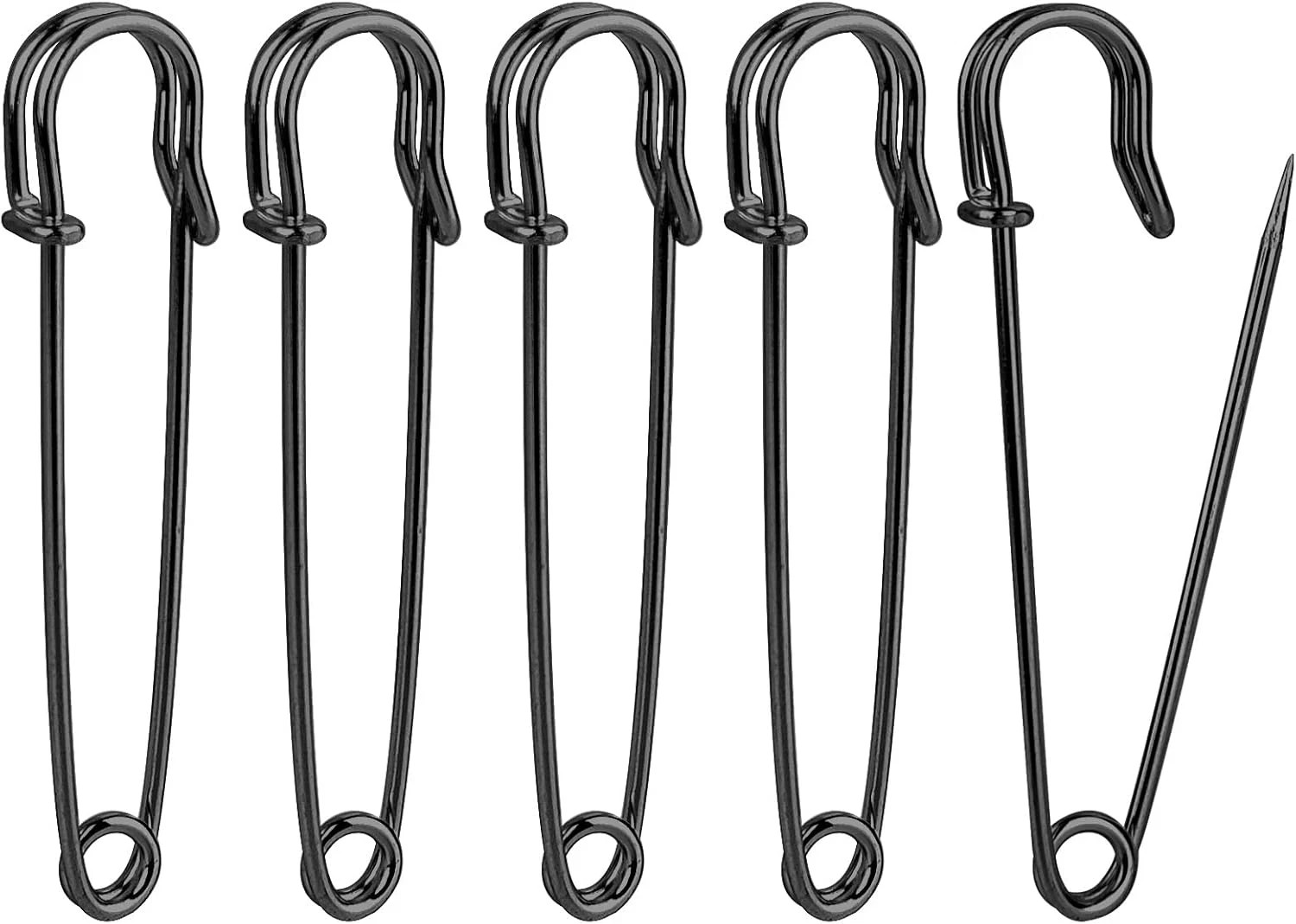 5 Pcs Black Safety Pins, 3 Inch Large Safety Pins Heavy Duty Safety Pins for Cos