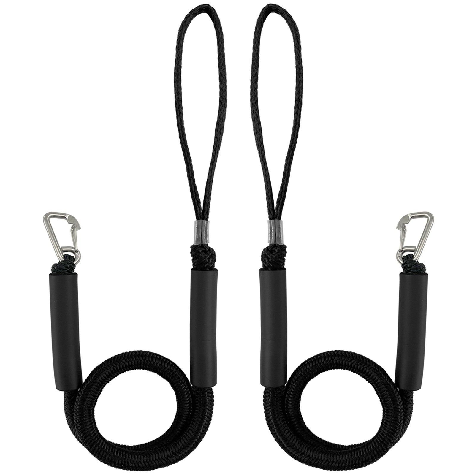 2-Pack 4FT Bungee Dock Line Mooring Rope for Boat with Stainless Steel Clip