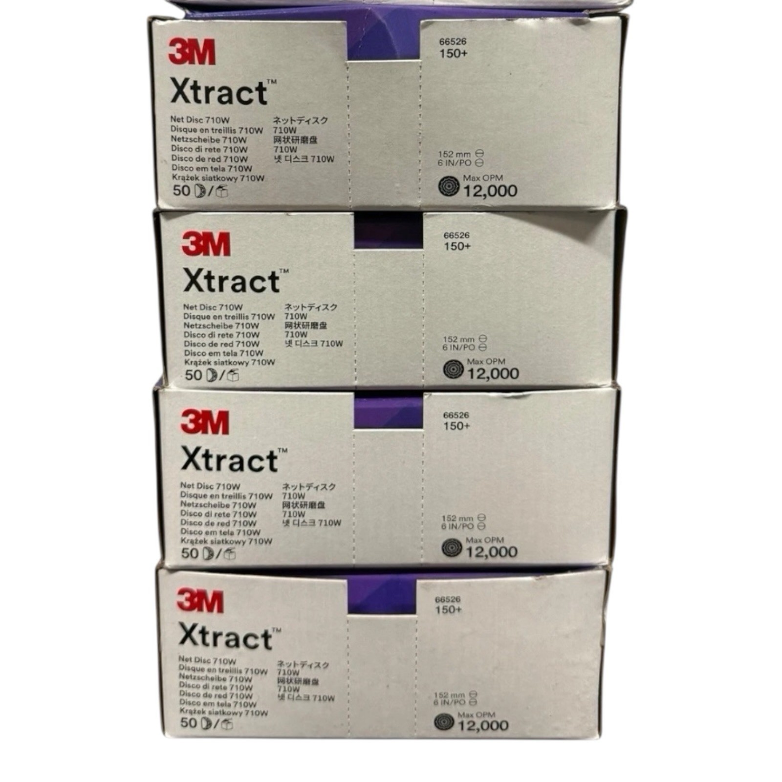 Lot of 4 3M Xtract 710W Net Disc 6in 150+ Grit 50Ct 66526 NEW