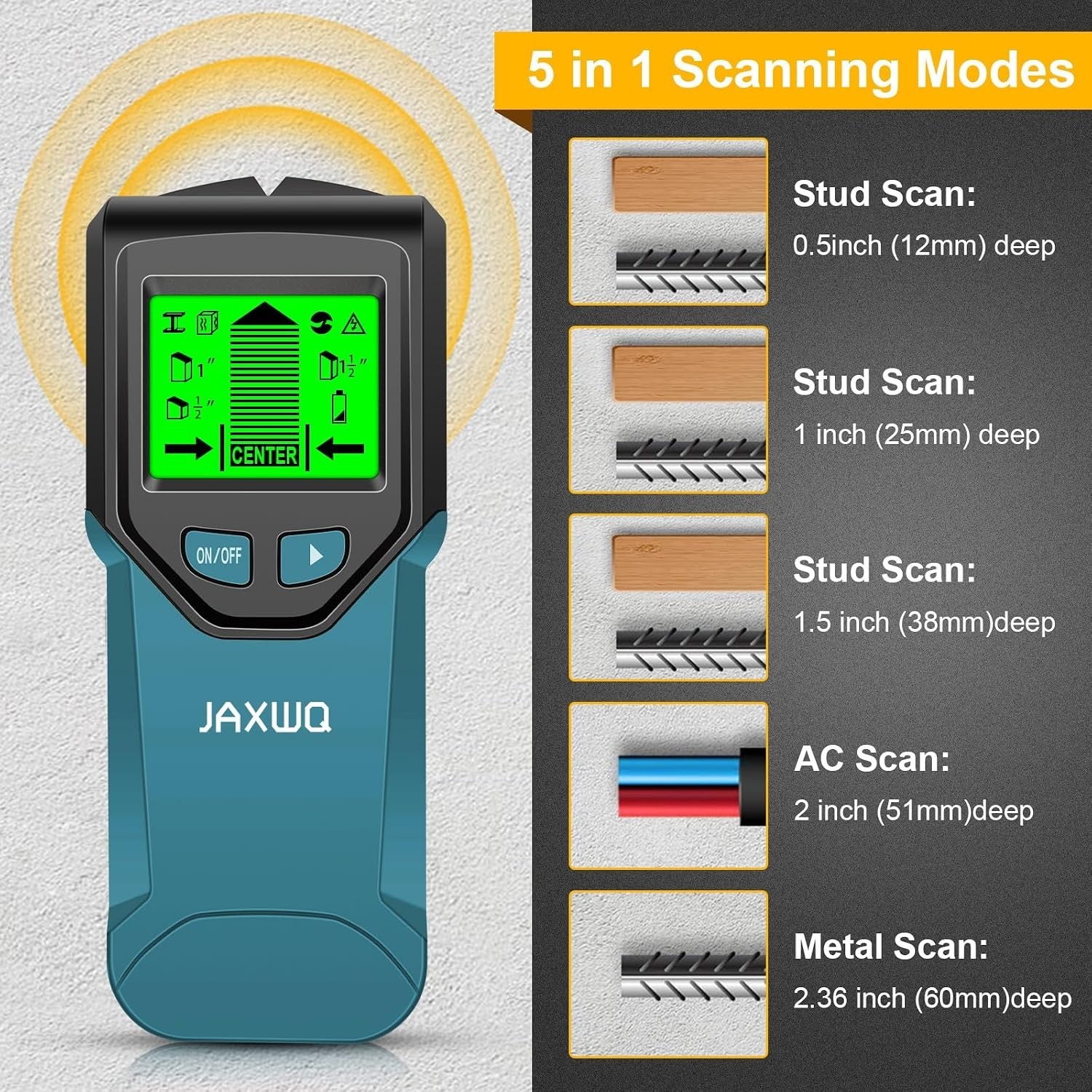 Smart 5 in 1 Stud Finder with LCD Display & Micro-Sensor for Safe Home Projects