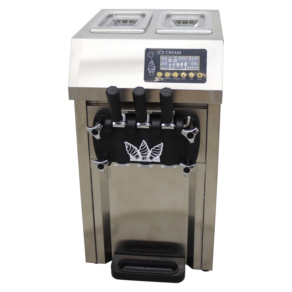 Soft Ice Cream Mahcine 3 Heads Ice Cream Maker 110V Two Freezer Tank LED Display
