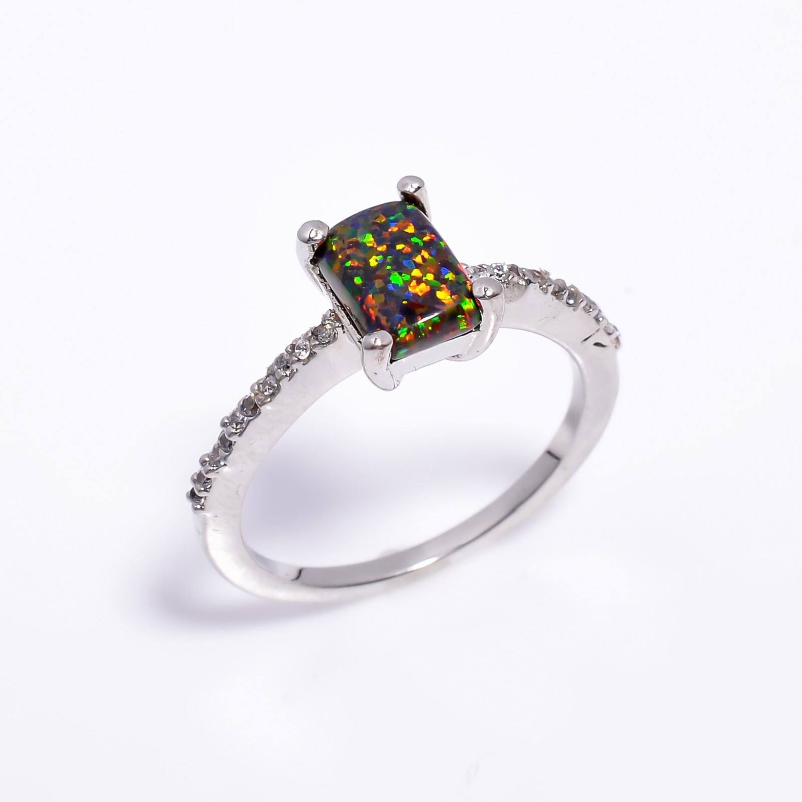 Black Opal Ring 925 Sterling Silver Ring Unique Ring Black Fire Ring Woman Ring