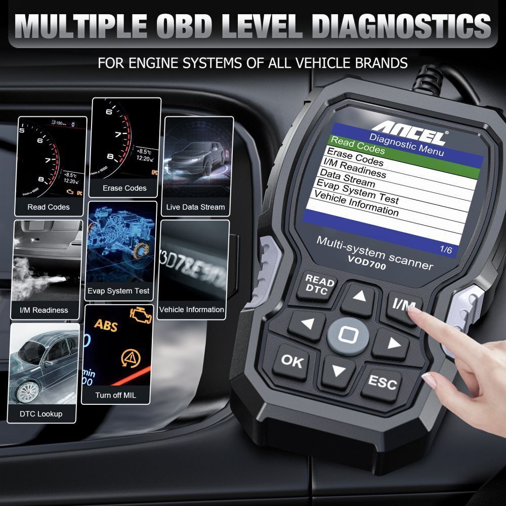 ANCEL VOD700 Fit For Volvo OBD2 Scanner Code Reader Full System Diagnostic Tool