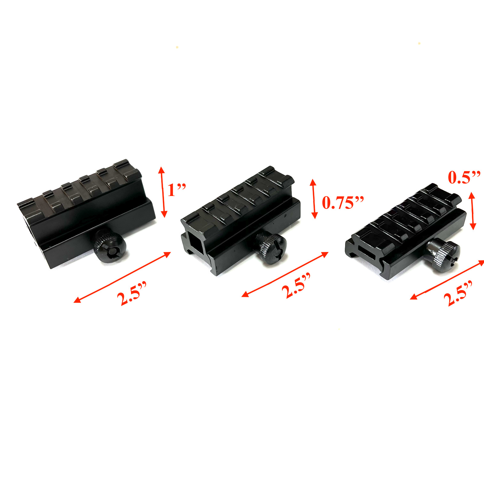 5 slots riser mount for Red Dot- Low/ Medium/ High profile Weaver Picatinny Rail