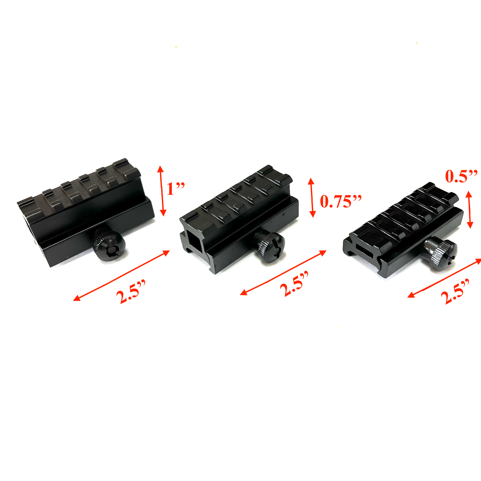 5 slots riser mount for Red Dot- Low/ Medium/ High profile Weaver Picatinny Rail