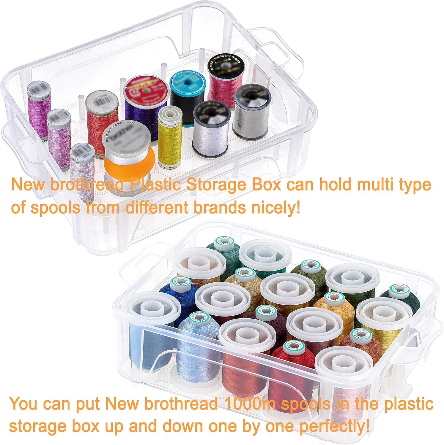 80 Spools 500M Each Embroidery Machine Thread with Clear Plastic Storage Box