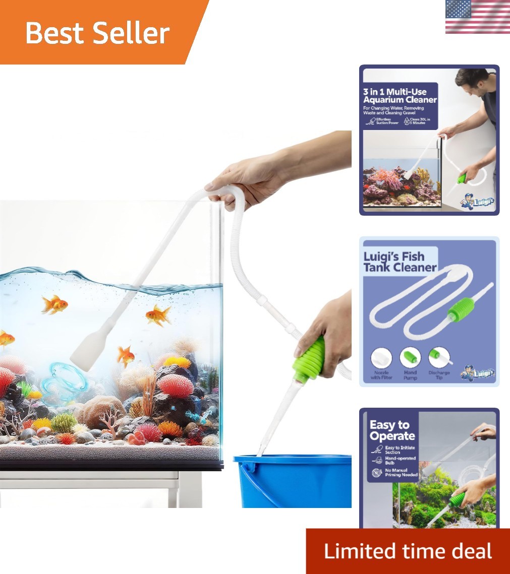 Effortless Hand Siphon Fish Tank Cleaner - Safe Gravel Vacuum for Aquariums