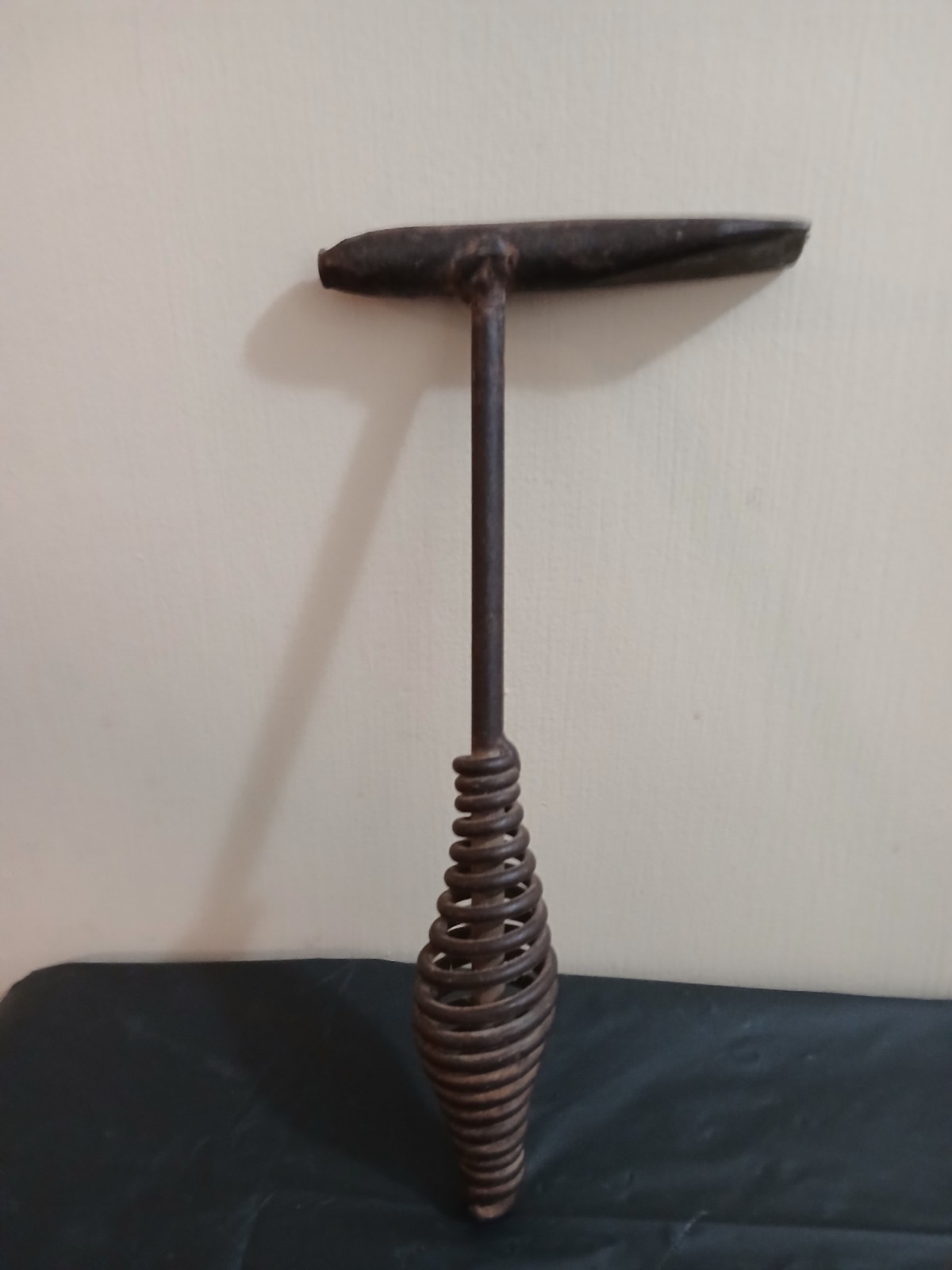 Vintage Iron Welding Hammer Chipping Tool with Coil Handle