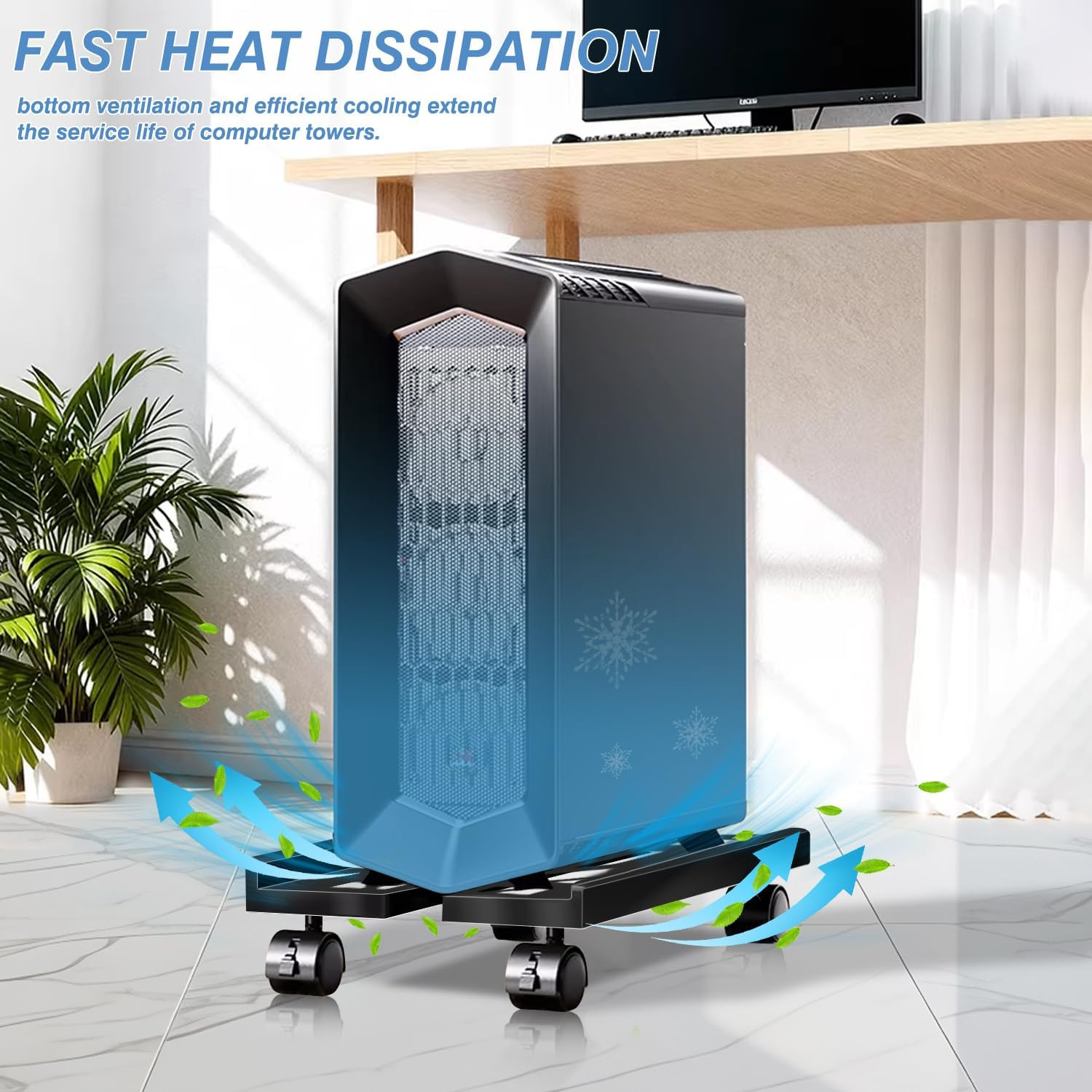 Pc Stand for Floor, Adjustable Computer Tower Stand for Carpet,Mobile CPU Stand