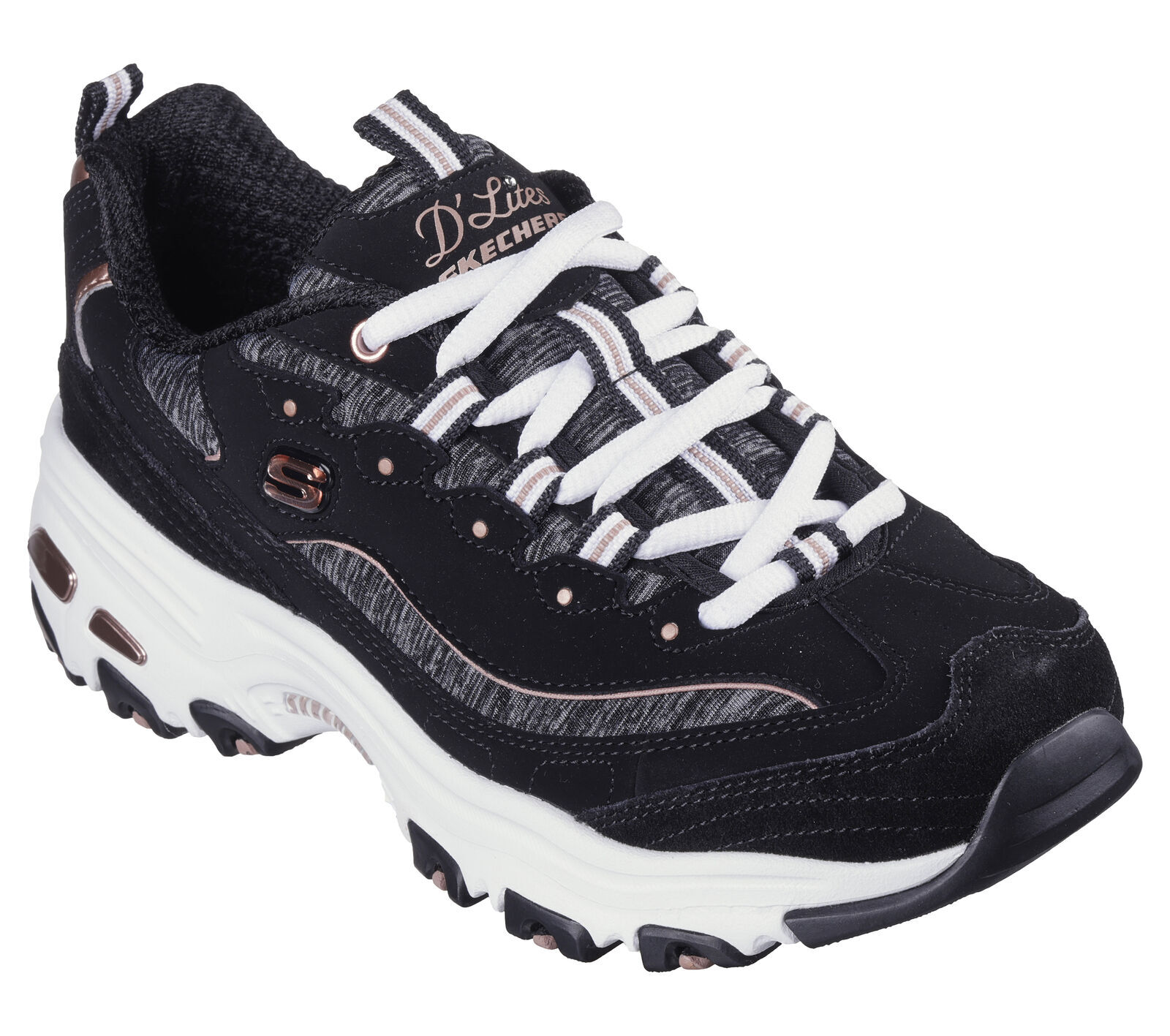 Skechers / D'Lites  / Me Time / BLACK-ROSE GOLD / Air Cooled Memory Foam Reg $80