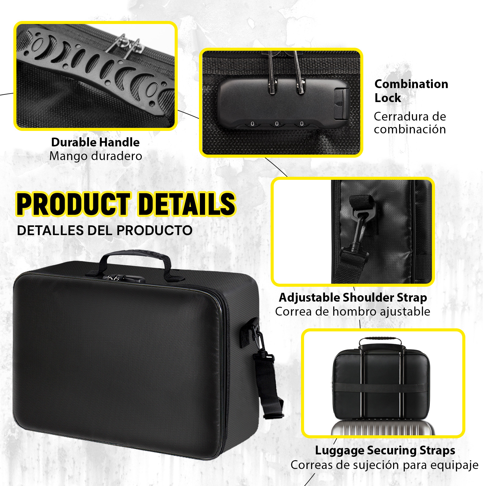 Fireproof Multi-layer Document Bag Black Portable File Organizer Briefcase