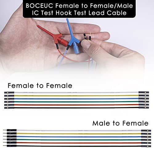 Test Lead Set, Mini Grabber Test Hook Clips Silicone Jumper Wires Cable for
