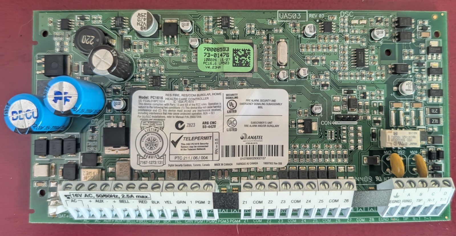DSC PC1616  Alarm Control Board - preowned