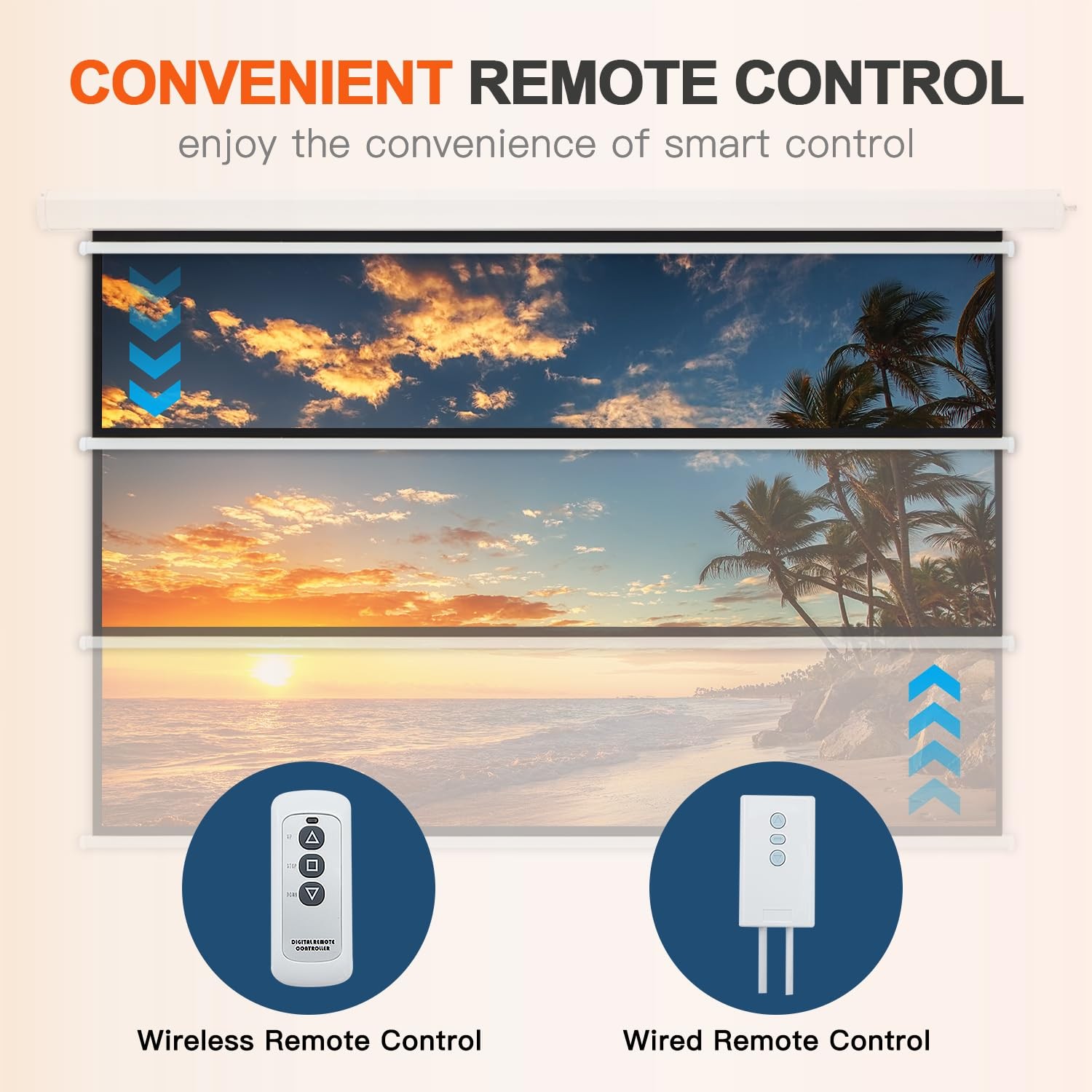 Projector Screen Motorized Auto Pull Down Screens(84'' 16:9 White)
