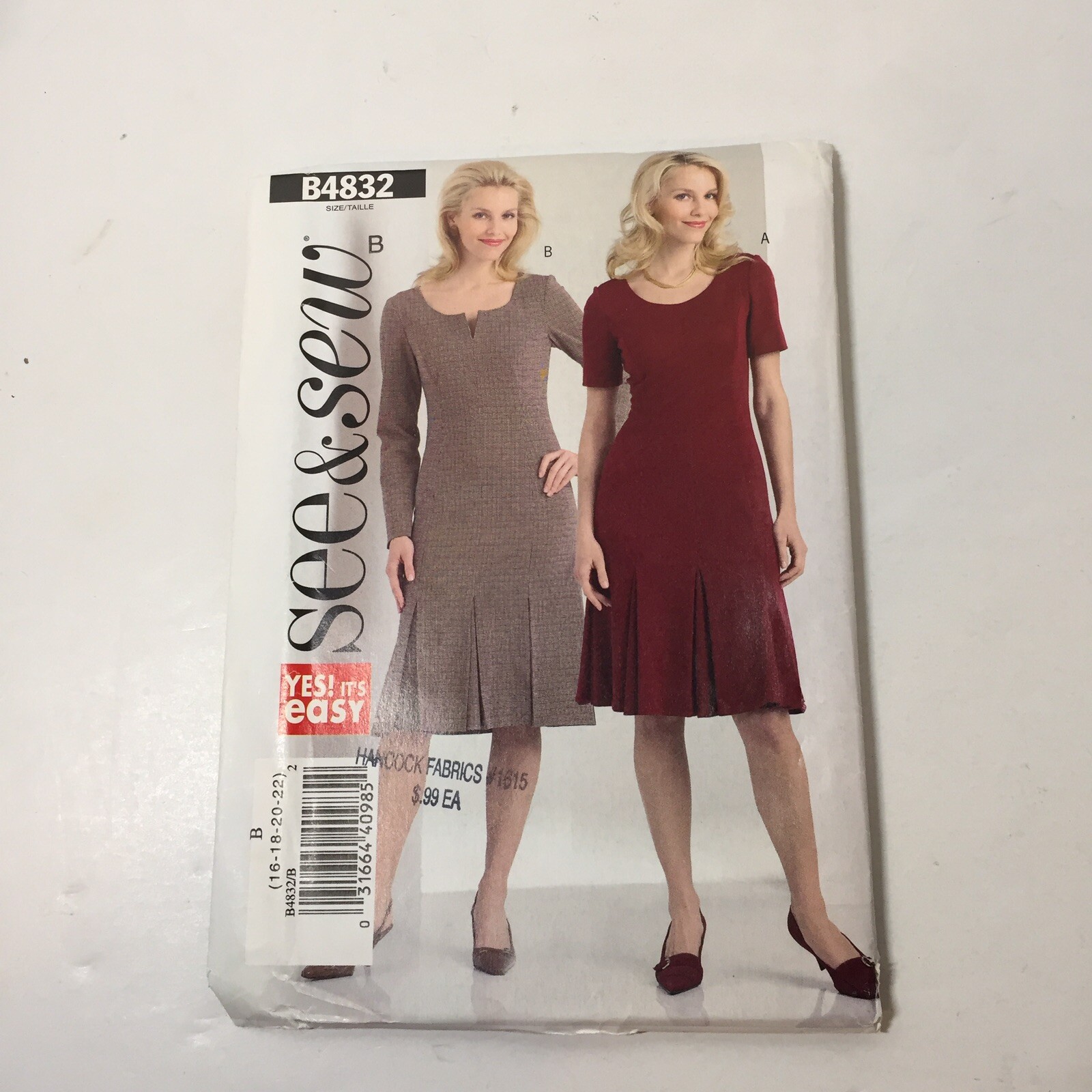 See & Sew 4832 Size 16-22 Misses' Misses' Petite Dress