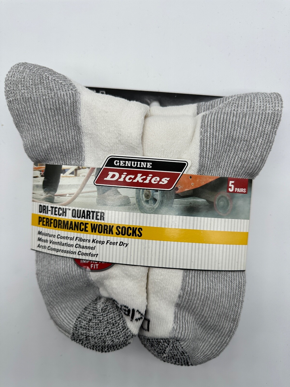 NEW 5 PAIRS MENS DICKIES PERFORMANCE WORK SOCKS  DRI-TECH QUATER CUT SOCKS 6-12