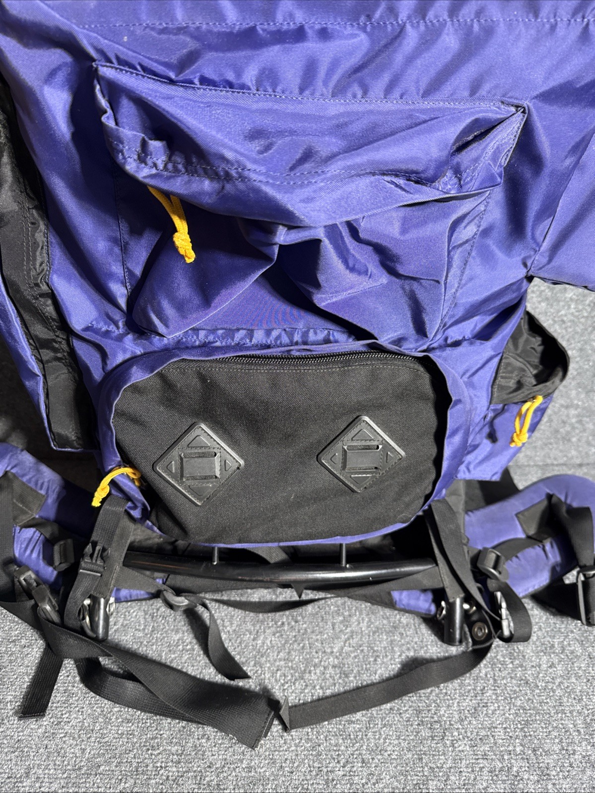 Rokk Bristlecone External Frame Hiking Backpack Blue Trail Camping Pack