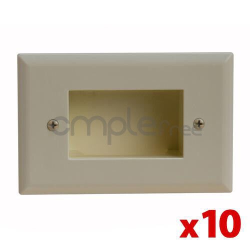 Mount Low Voltage Pass Through Cable Wall Plate Lite Almond Fit Lot of 10 NEW