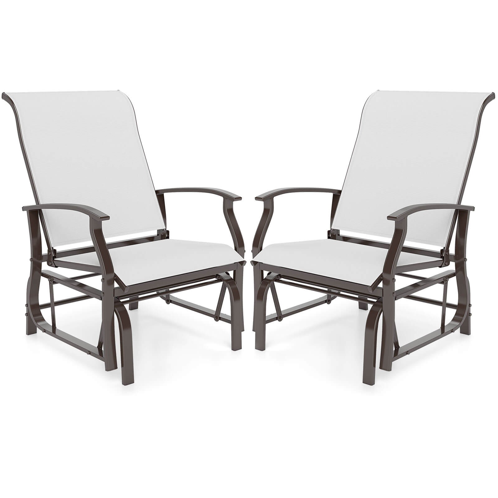 Porch Gliders Set of 2 w/Reclined High Back Breathable Mesh Fabric Metal Frame