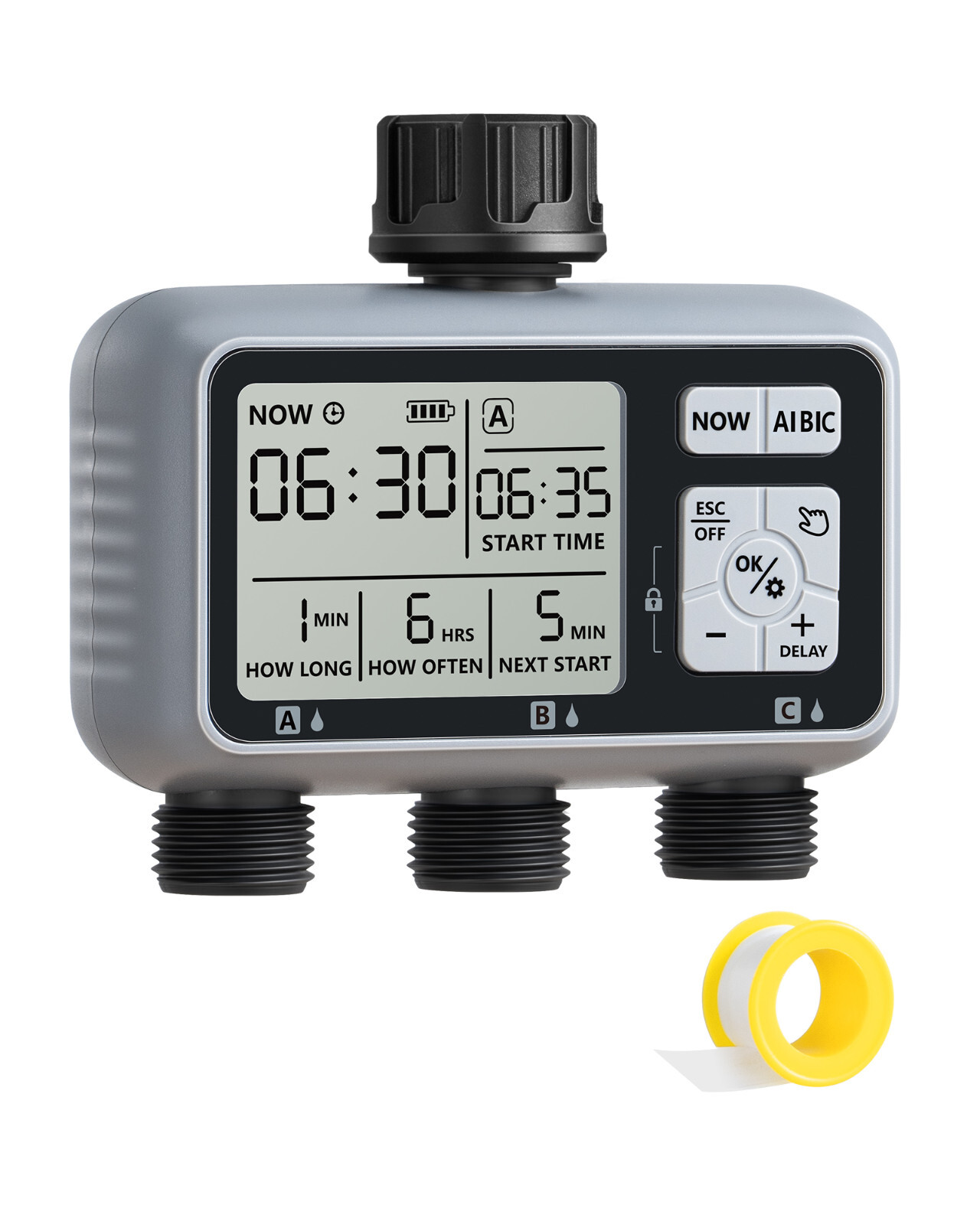 DEWENWILS Sprinkler Timer 3 Zone, Programmable Water Timer，Hose Faucet Timer