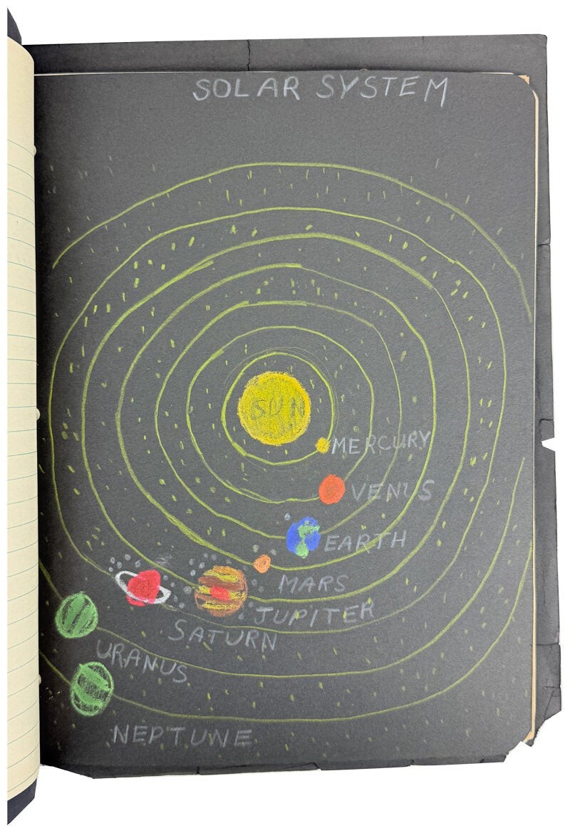 Donna Everitts / The Solar System [Original Manuscript School Assignment] / 1956