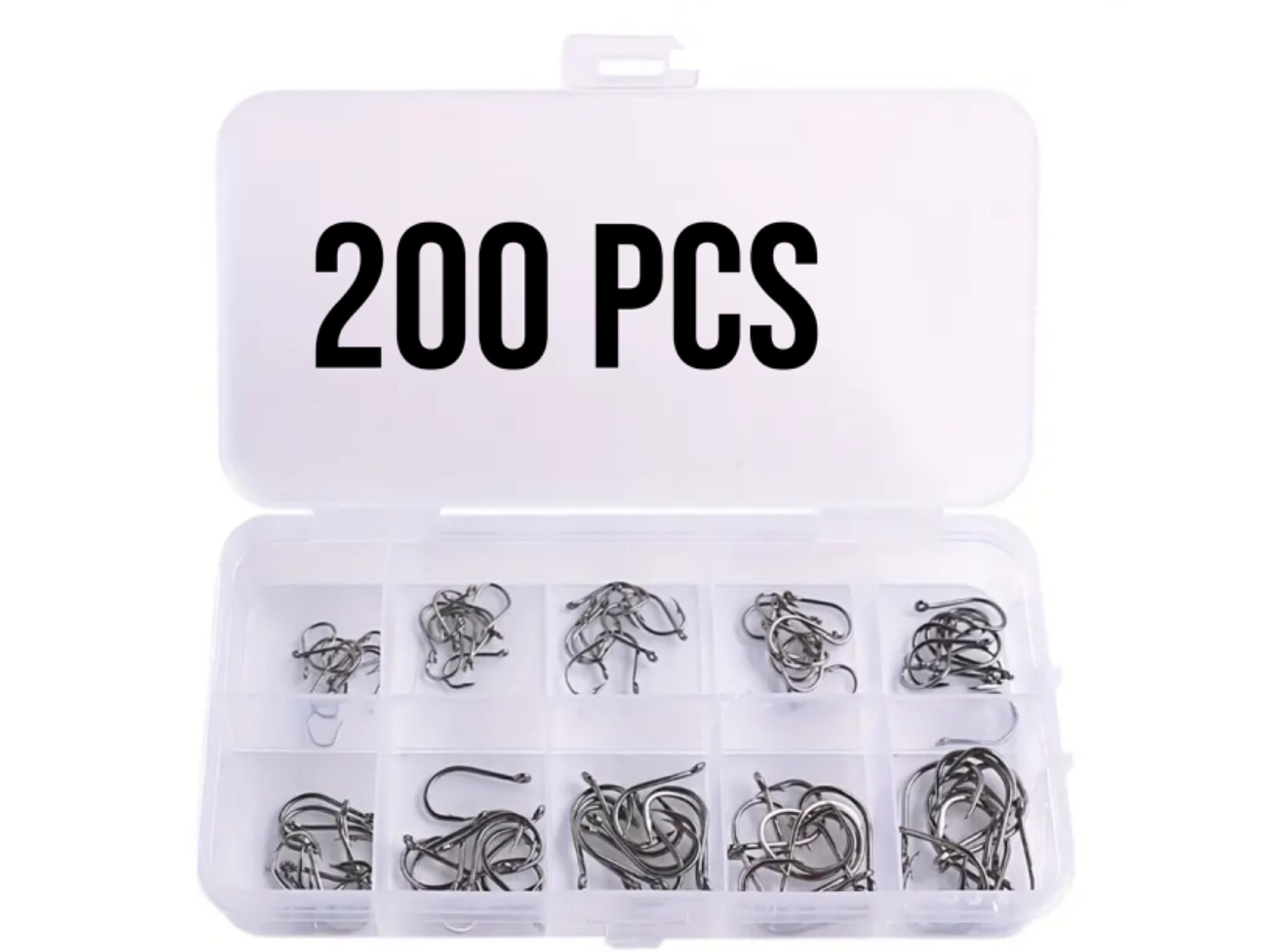 200 pcs Fish hooks Box set Accessory 10 sizes box included Fishing Set Fishing